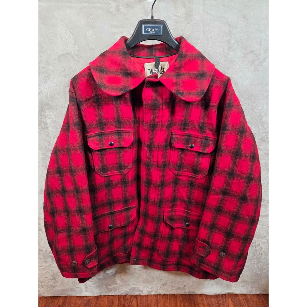 Vintage Woolrich 523 Hunting Coat Mens XL 48 Red Buffalo Plaid Wool USA